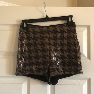 Sequin houndstooth shorts